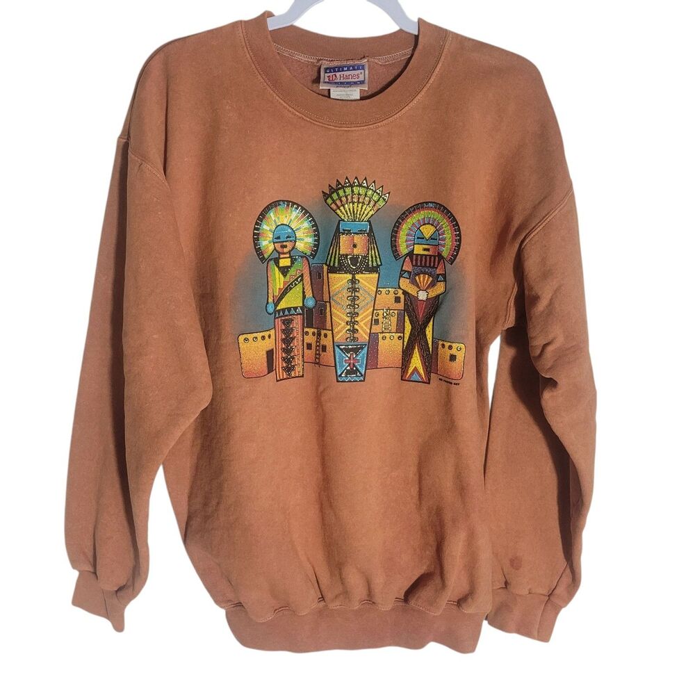 Hanes Vintage Sweatshirt Medium Desert Southwest Native‎ American Crewneck 90s